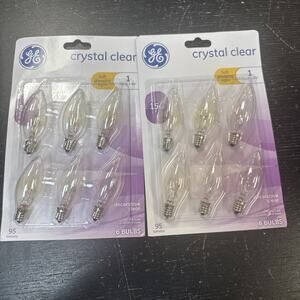 2X GE 6 Pack Crystal Clear Soft White 15 Watt Bulb
